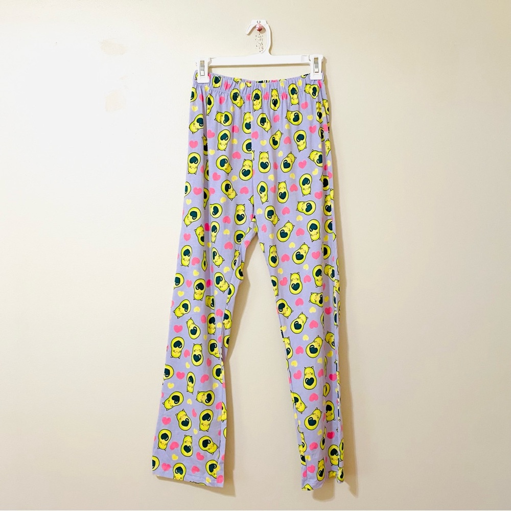 Avocado Cat Leggings Pants Elastic Waist Purple Kitty Small